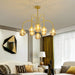 8 Light Led Glass Ball Chandelier Black/Gold.