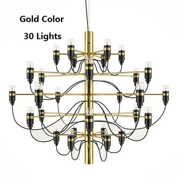 Gino Sarfatti Style Led Pendant Chandelier Black/Silver/Gold.