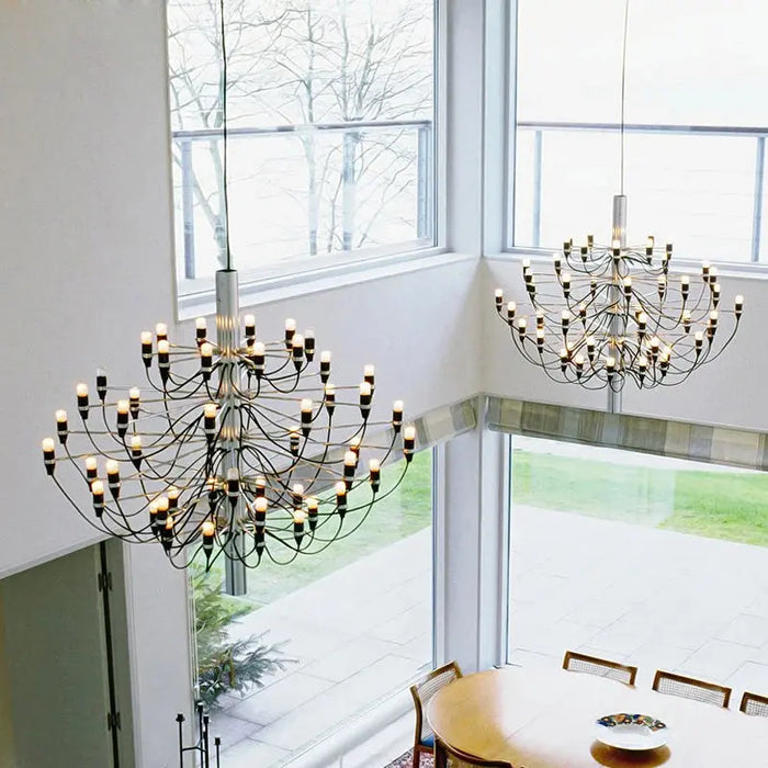 Gino Sarfatti Style Led Pendant Chandelier Black/Silver/Gold.