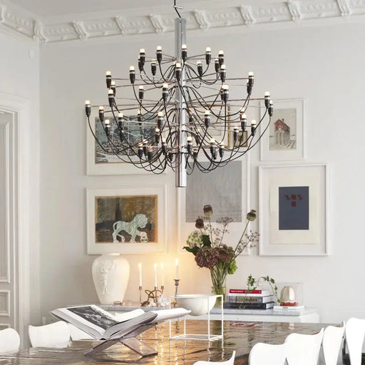 Gino Sarfatti Style Led Pendant Chandelier Black/Silver/Gold.