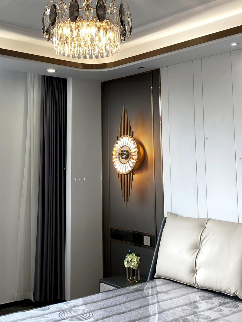 Crystal Gear Gold Wall Light-DWHOME