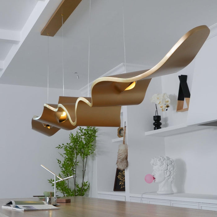 Gold Ribbon Chandelier-DWHOME