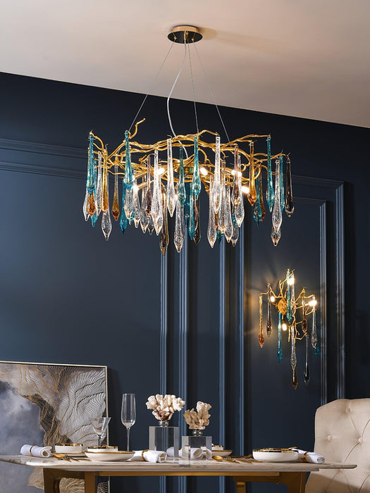 Gold Round Teardrop Chandelier - DWHOME