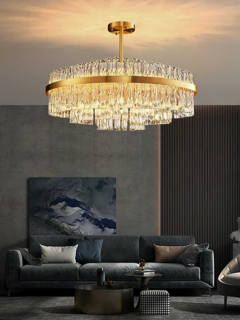 Gold & Clear Rod Chandelier-DWHOME