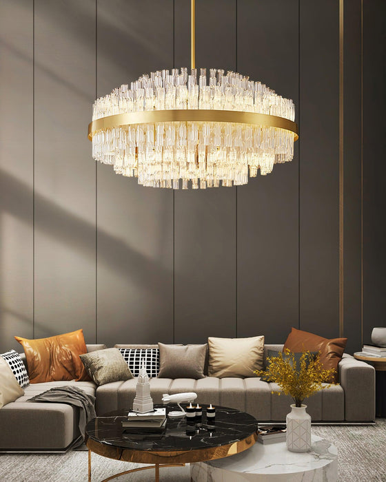 Gold & Clear Rod Chandelier-DWHOME