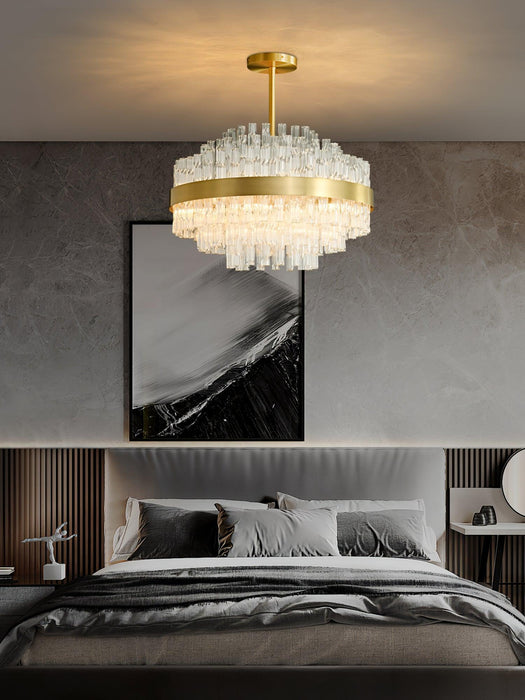 Gold & Clear Rod Chandelier-DWHOME
