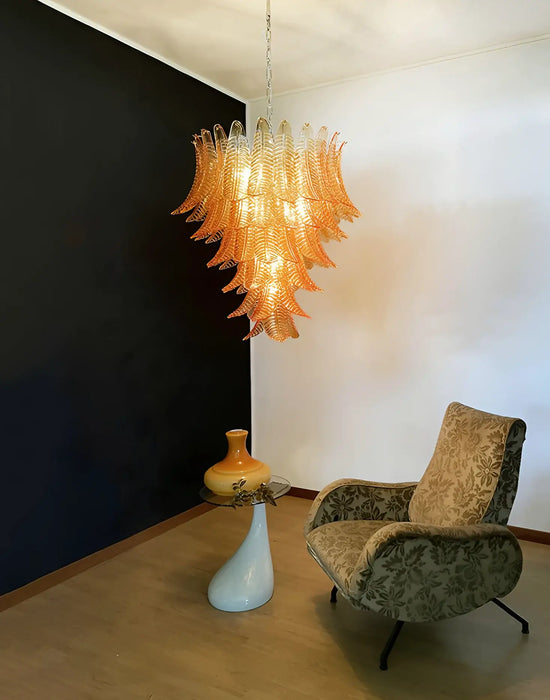 Gorgeous Murano Felci Amber Glass Chandelier-DWHOME