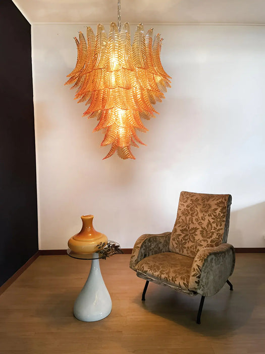 Gorgeous Murano Felci Amber Glass Chandelier-DWHOME