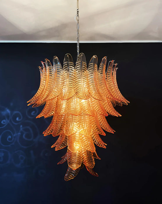 Gorgeous Murano Felci Amber Glass Chandelier-DWHOME