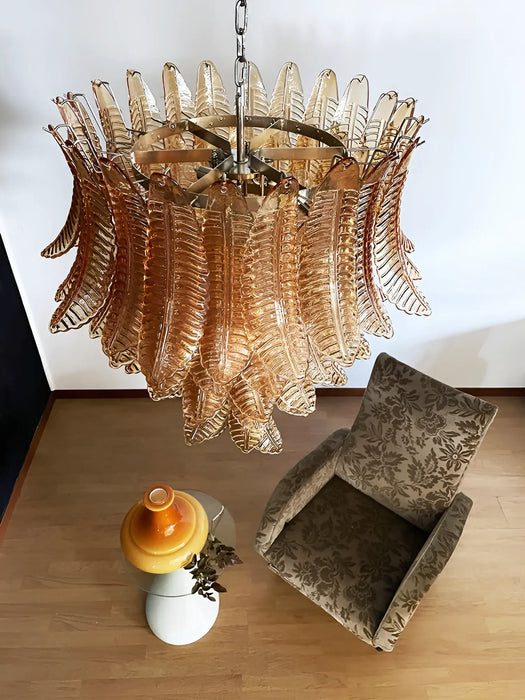 Gorgeous Murano Felci Amber Glass Chandelier-DWHOME