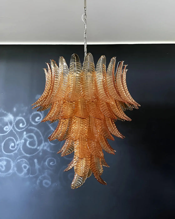 Gorgeous Murano Felci Amber Glass Chandelier-DWHOME