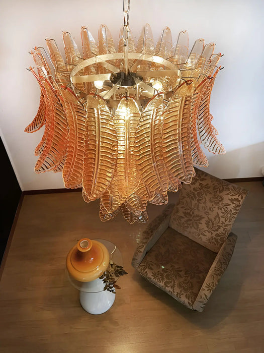Gorgeous Murano Felci Amber Glass Chandelier-DWHOME