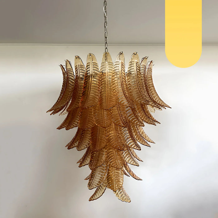 Gorgeous Murano Felci Amber Glass Chandelier-DWHOME