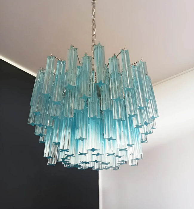 Gorgeous Murano Quadriedri Prisms Blue Chandelier-DWHOME