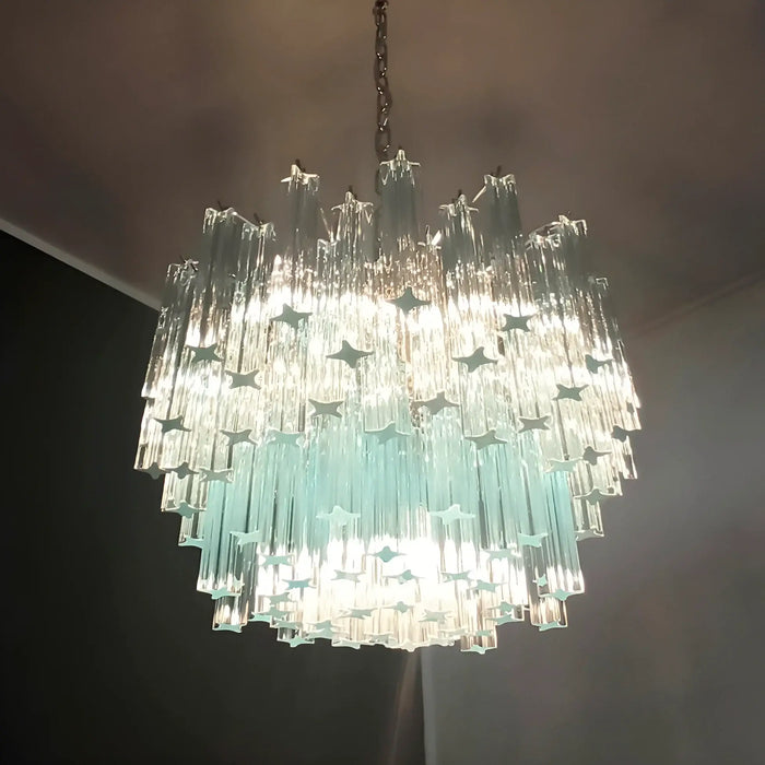 Gorgeous Murano Quadriedri Prisms Blue Chandelier-DWHOME