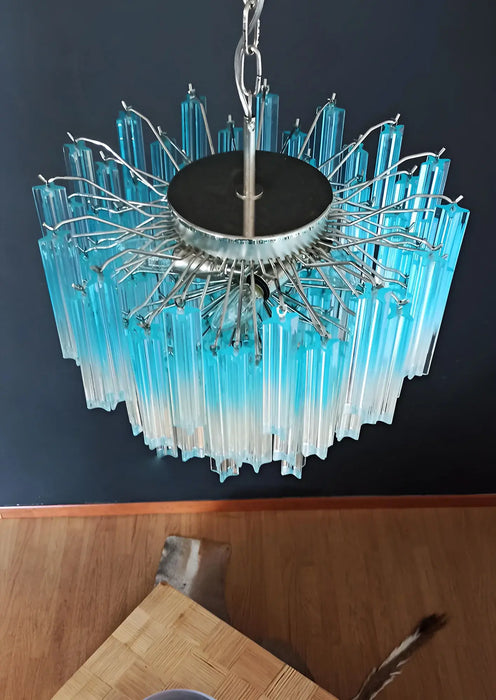 Gorgeous Murano Quadriedri Prisms Blue Chandelier-DWHOME