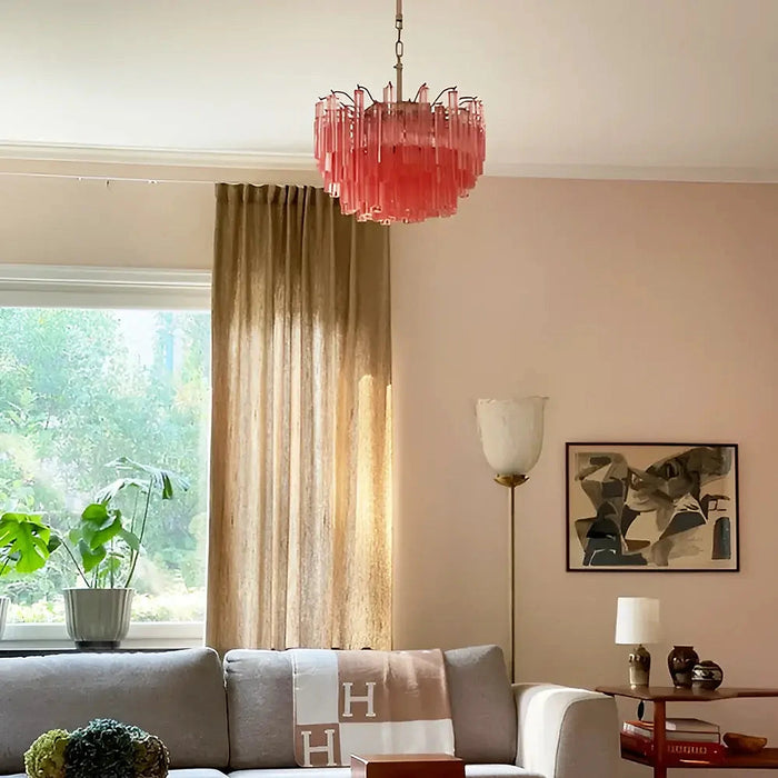 Gorgeous Murano Quadriedri Prisms Pink Chandelier-DWHOME