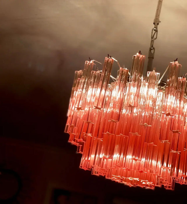 Gorgeous Murano Quadriedri Prisms Pink Chandelier-DWHOME