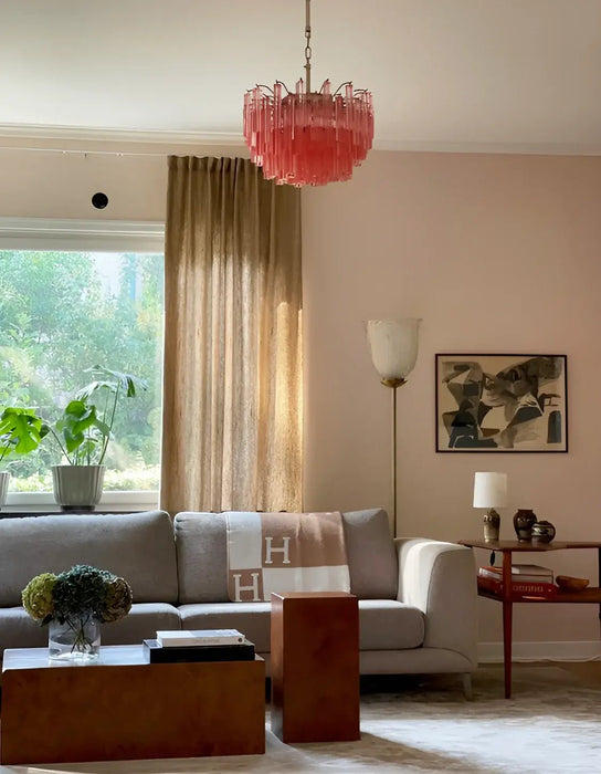 Gorgeous Murano Quadriedri Prisms Pink Chandelier-DWHOME