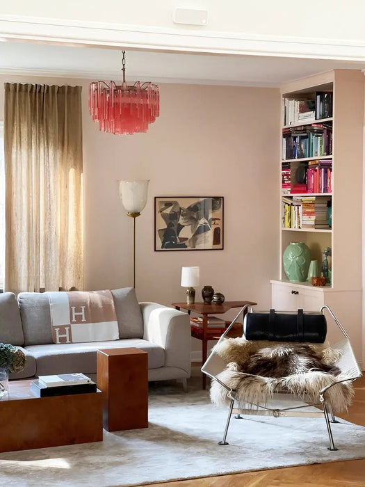 Gorgeous Murano Quadriedri Prisms Pink Chandelier-DWHOME