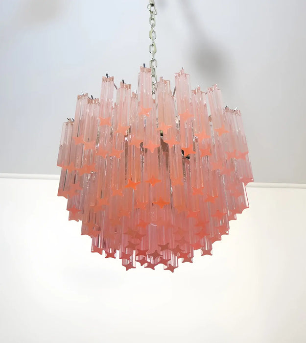 Gorgeous Murano Quadriedri Prisms Pink Chandelier-DWHOME
