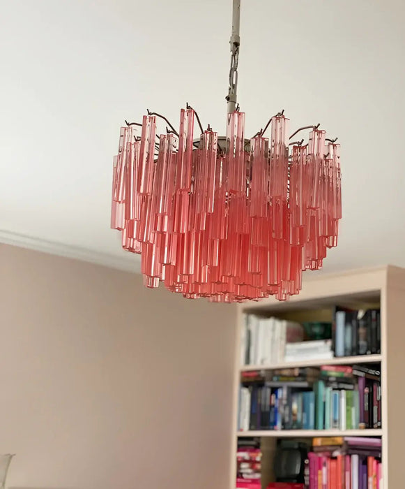 Gorgeous Murano Quadriedri Prisms Pink Chandelier-DWHOME