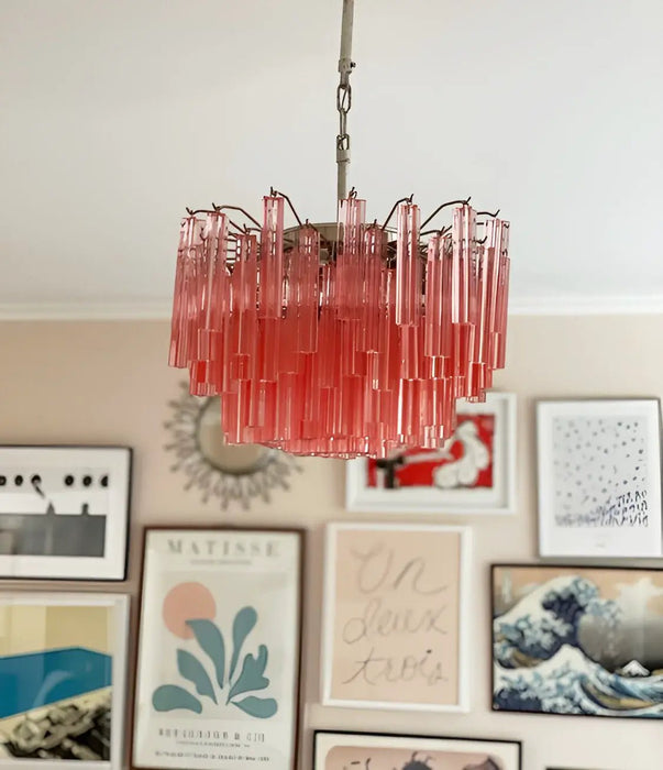 Gorgeous Murano Quadriedri Prisms Pink Chandelier-DWHOME