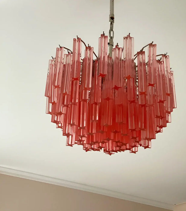 Gorgeous Murano Quadriedri Prisms Pink Chandelier-DWHOME