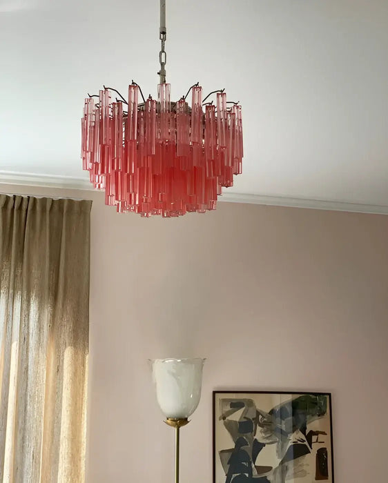 Gorgeous Murano Quadriedri Prisms Pink Chandelier-DWHOME