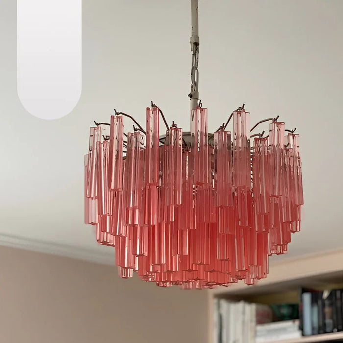 Gorgeous Murano Quadriedri Prisms Pink Chandelier-DWHOME