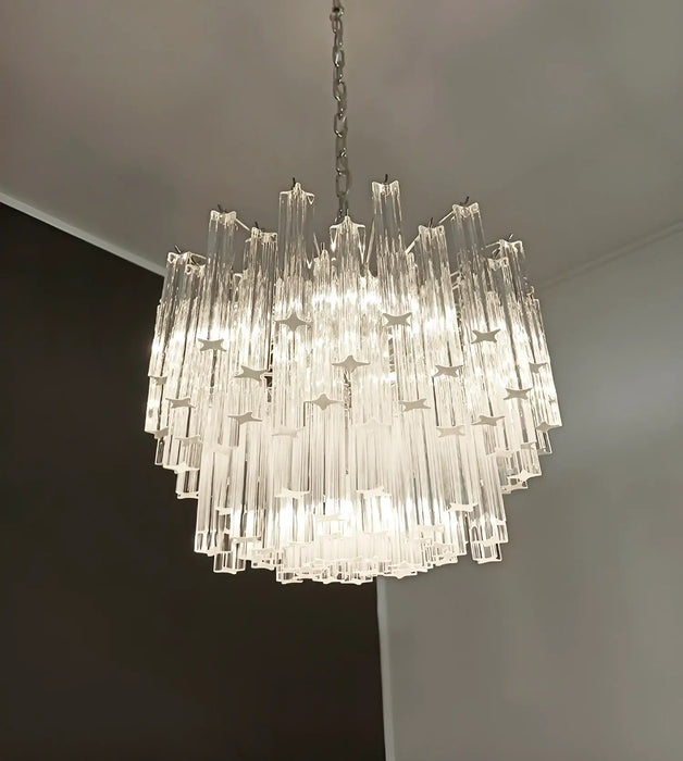 Gorgeous Murano Quadriedri Prisms Transparent Chandelier-DWHOME