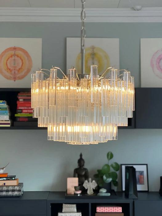 Gorgeous Murano Quadriedri Prisms Transparent Chandelier-DWHOME