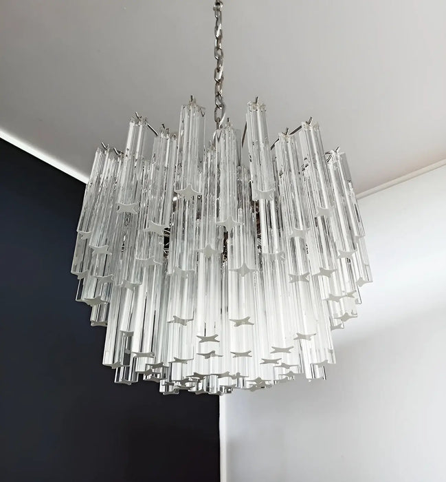 Gorgeous Murano Quadriedri Prisms Transparent Chandelier-DWHOME