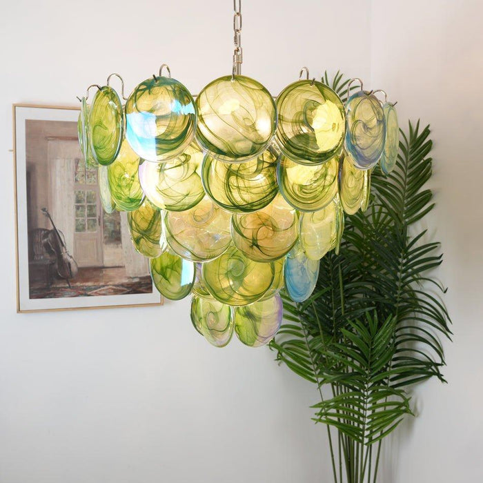 Green Murano Disc Chandelier - DWHOME