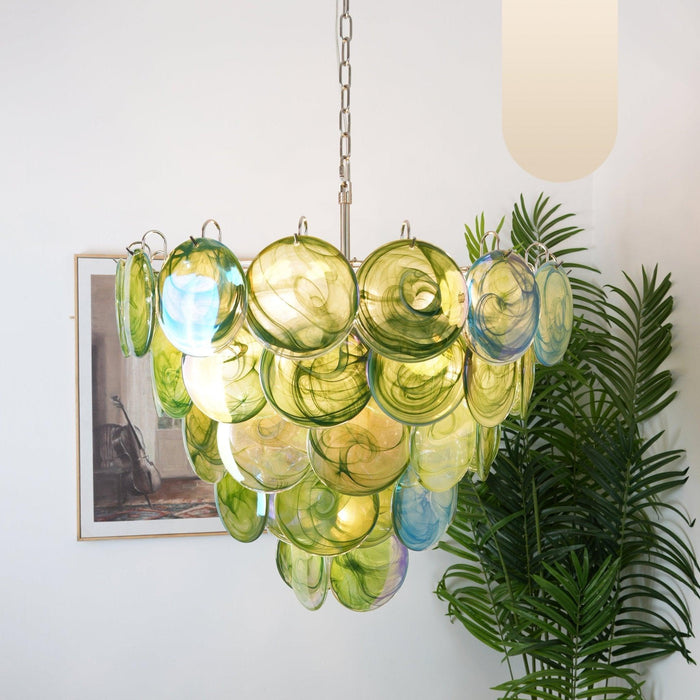 Green Murano Disc Chandelier - DWHOME