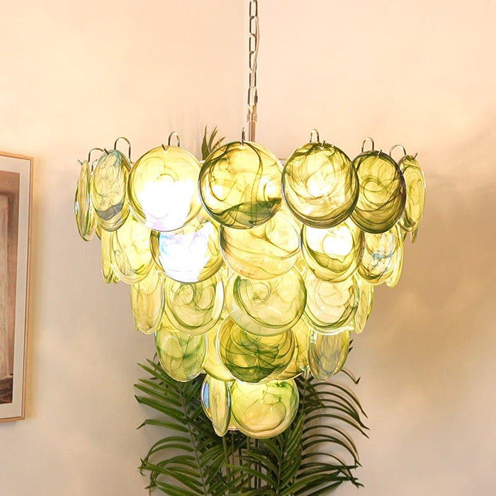 Green Murano Disc Chandelier - DWHOME