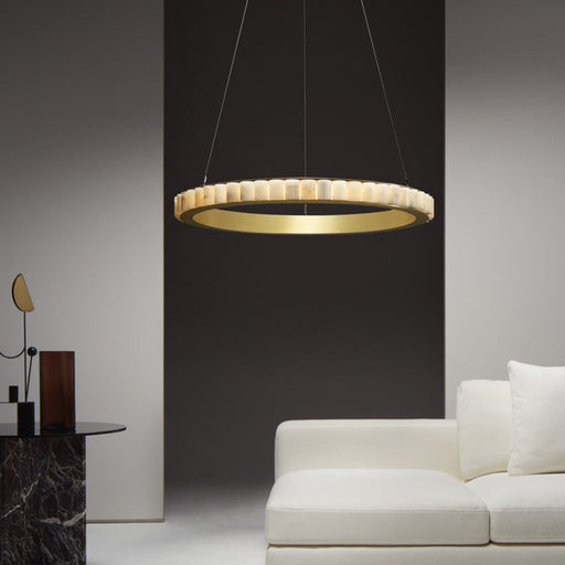 32" Natural Marble Modern Ring Chandelier.