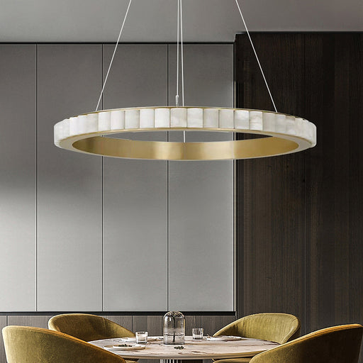 32" Natural Marble Modern Ring Chandelier-DWHOME