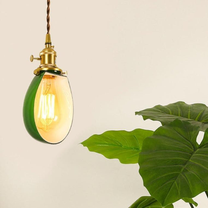 Vintage Style Green Glass Pendant Light.