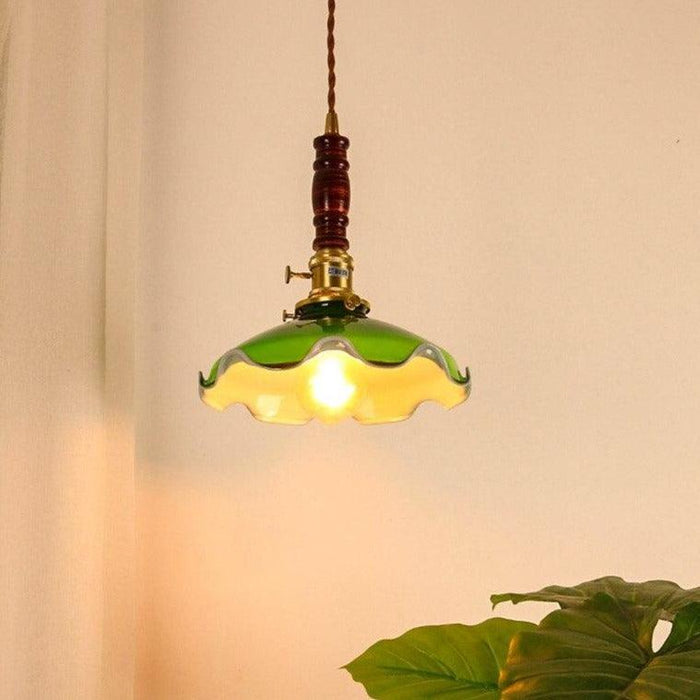 Vintage Style Green Glass Pendant Light.