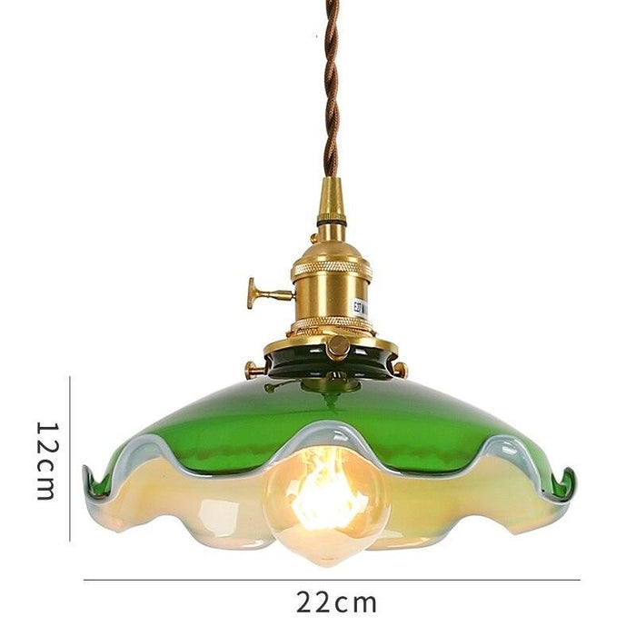 Vintage Style Green Glass Pendant Light.