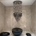 Stone Crystal Charcoal Tower Chandelier.