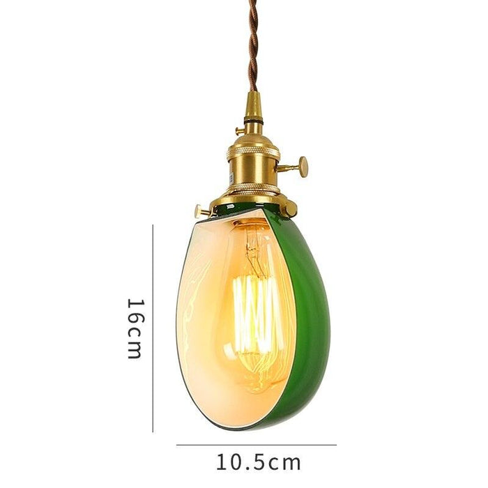 Vintage Style Green Glass Pendant Light.