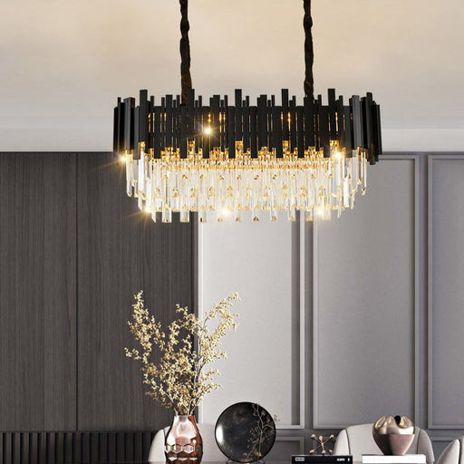 Gio Crystal Dining Room Chandelier, Black.