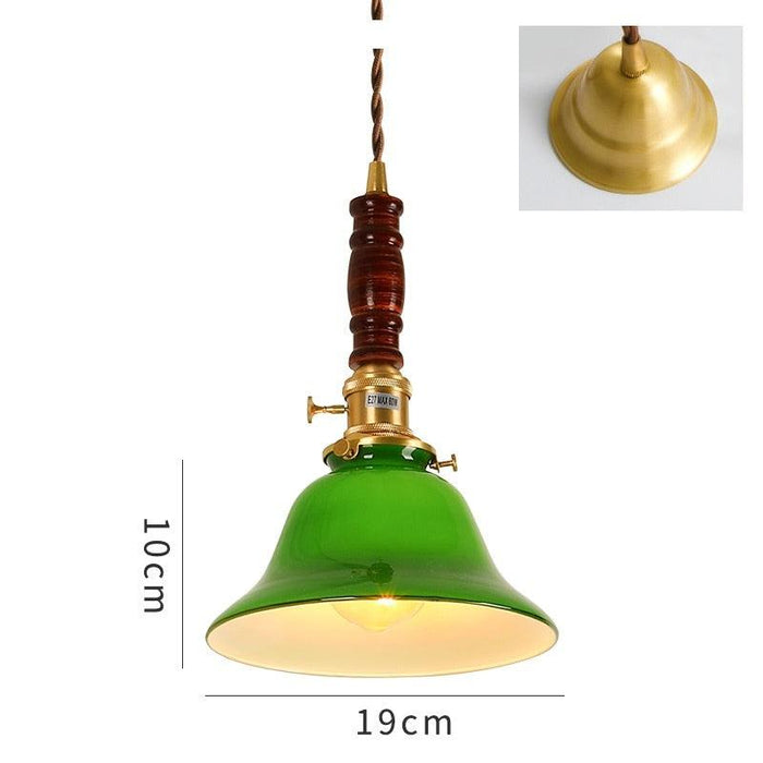 Vintage Style Green Glass Pendant Light.