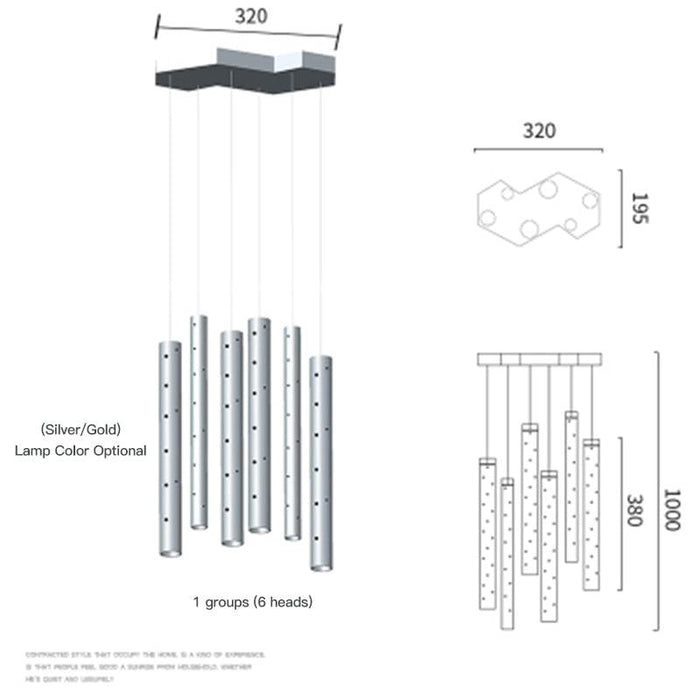 Modern Style Bars of Light Chandelier.