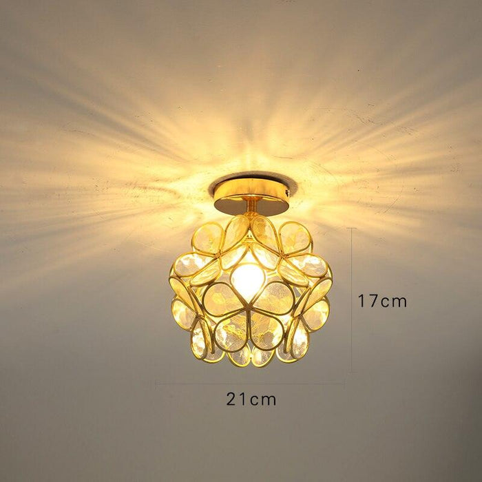 Vintage Glass Stone Flower Ceiling Light N READY - DWHOME