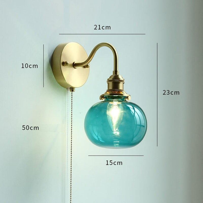 Nordic Style Glass Copper LED Wall Light.