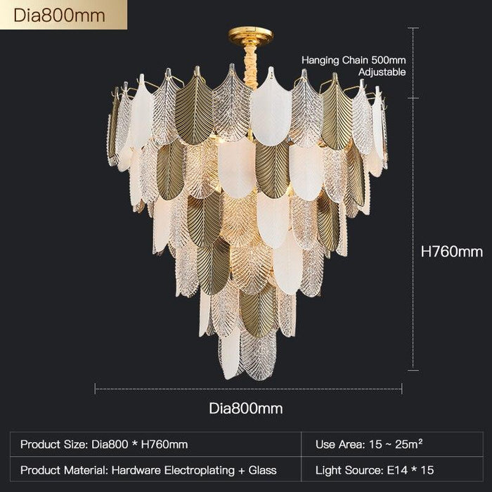 Postmodern Luxury Golden Feathers Chandelier.