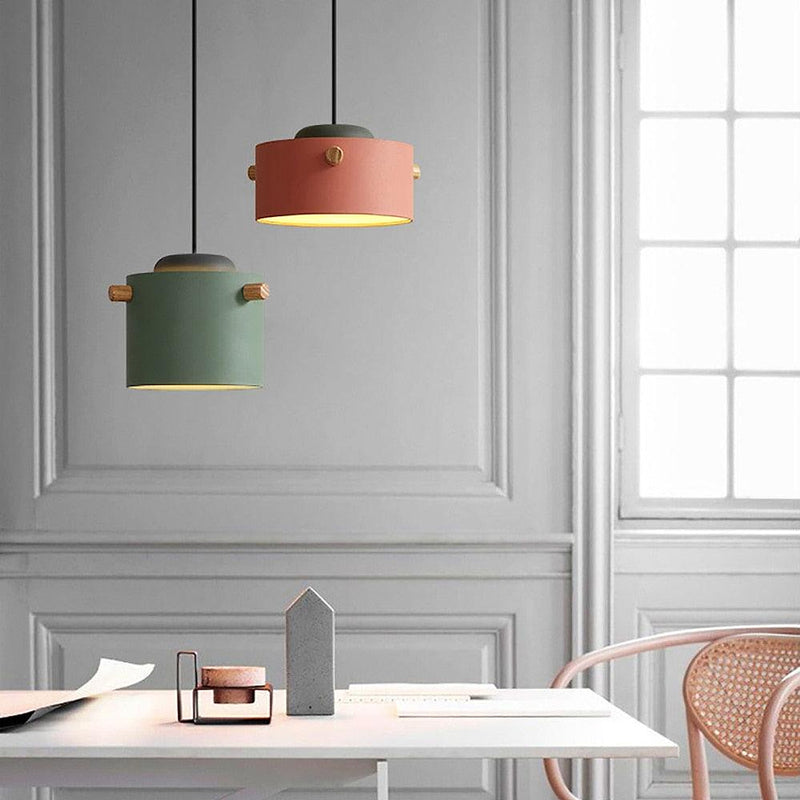 Wooden Bucket Pendant Lights-DWHOME